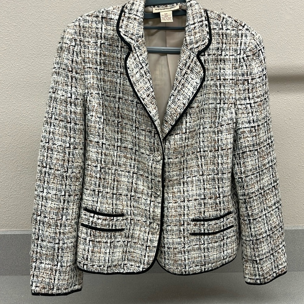 Monterey Bay Cream and Black Trim Tweed Blazer